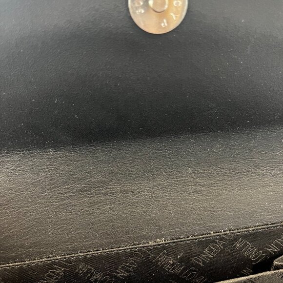 Pineda Covalin Clutch/Purse Flap Over Clutch Silk Leather Black White Pattern - Picture 6 of 9